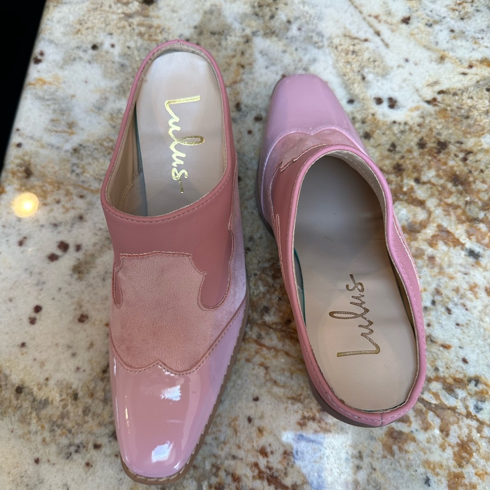 Lulu’s pink slip on heeled mules size 6.5 (S31) - Picture 11 of 15